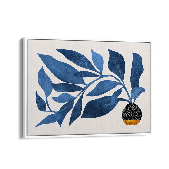 Wandering Ivy in Blue by Kristian Gallagher Botanical Flower Paintings Floral Paintings in White Floater Frame