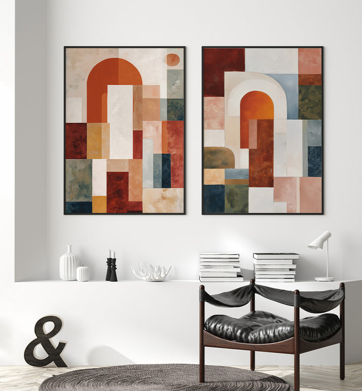 WARM MOSAIC , SET OF 2 PAINTINGS