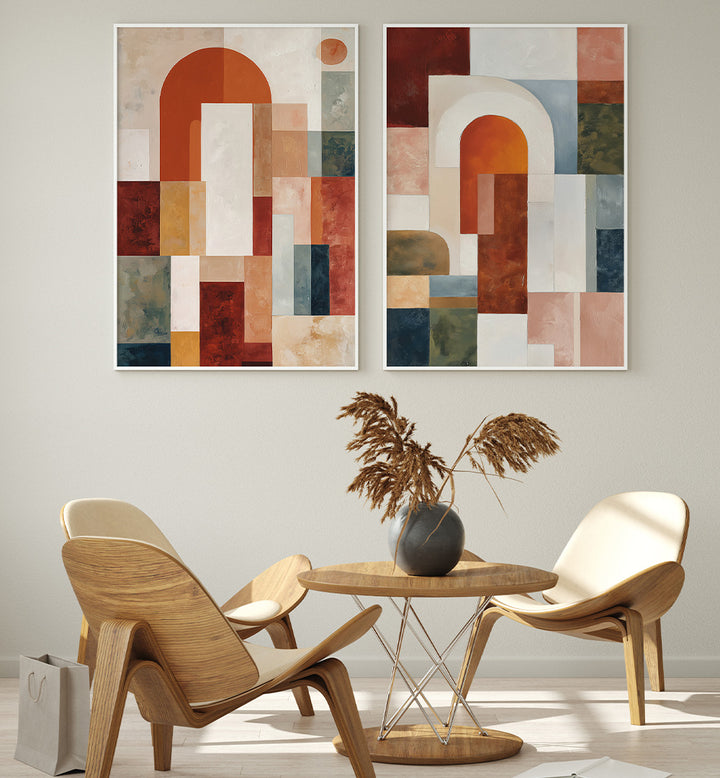 WARM MOSAIC , SET OF 2 PAINTINGS