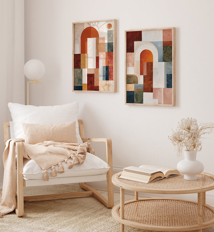 WARM MOSAIC , SET OF 2 PAINTINGS