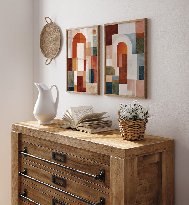 WARM MOSAIC , SET OF 2 PAINTINGS