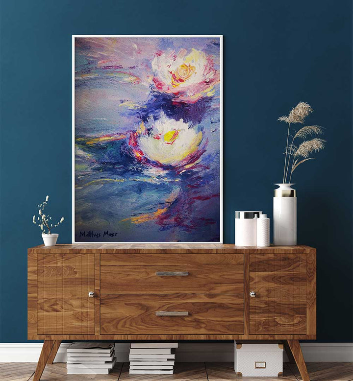 WATER LILIES , FLORAL FLOWER PAINTINGS