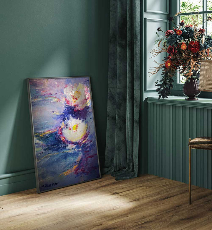 WATER LILIES , FLORAL FLOWER PAINTINGS