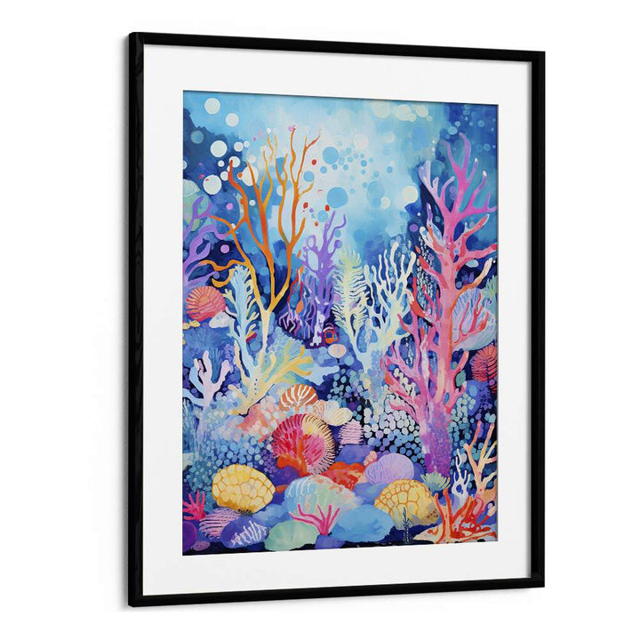 Water World  Kids Paintings in Black Frame With Mount