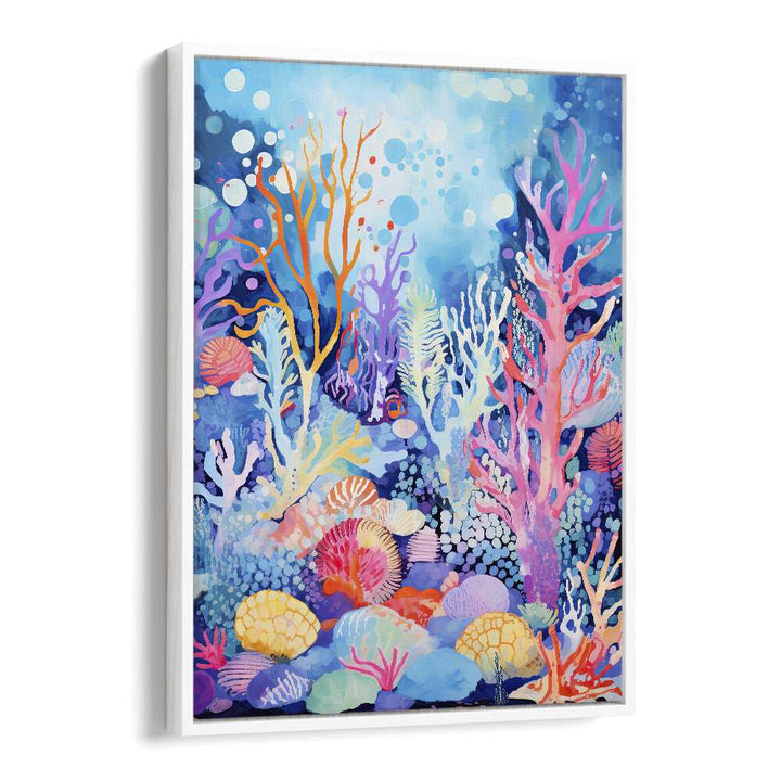 Water World  Kids Paintings in White Floater Frame