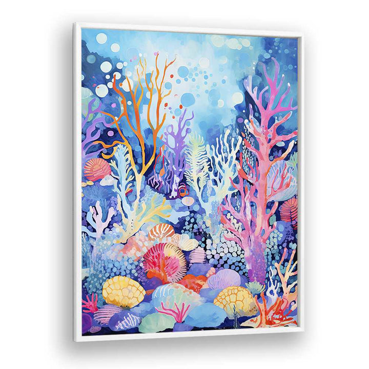 Water World  Kids Paintings in White Plain Frame