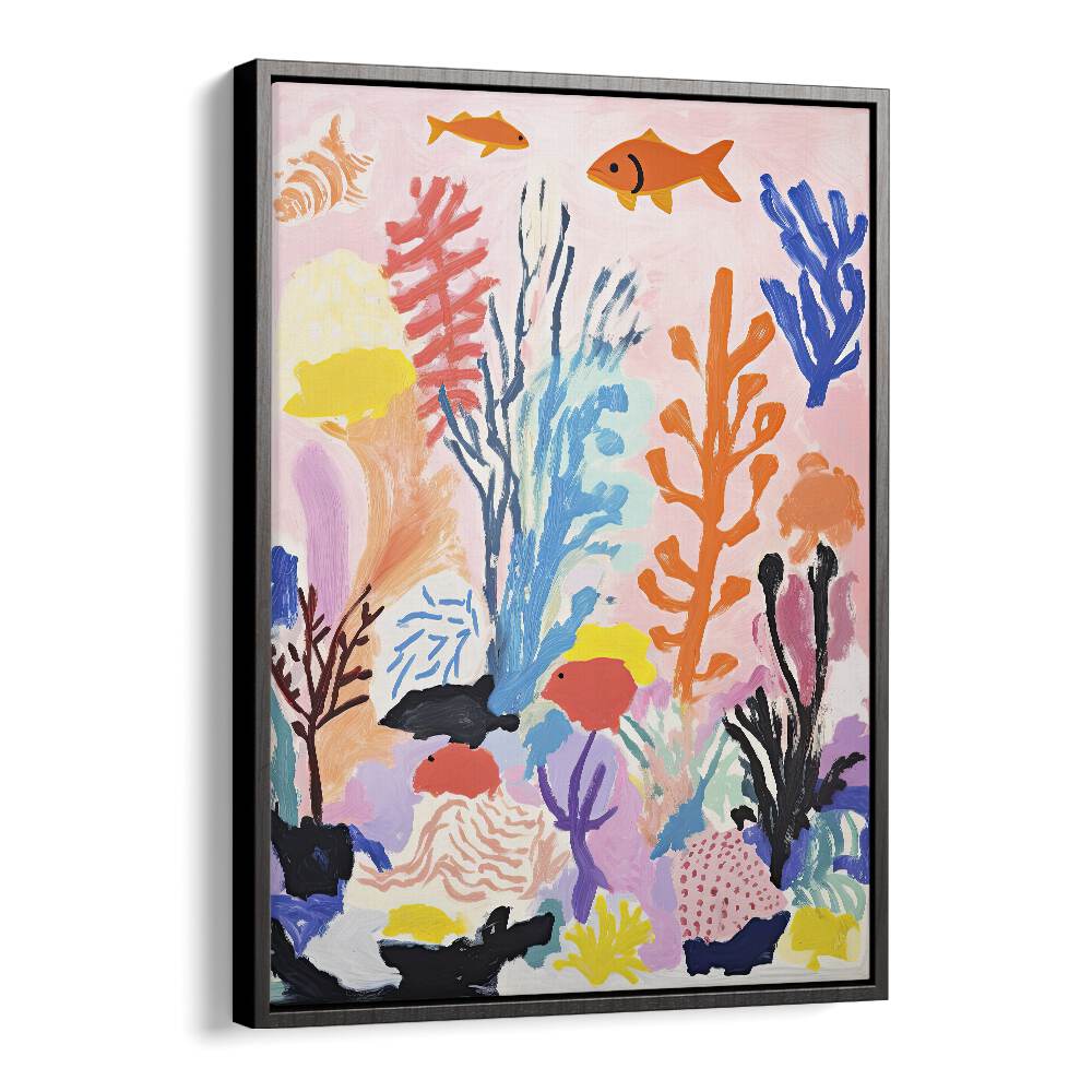 Water World II  Kids Paintings in Black Floater Frame