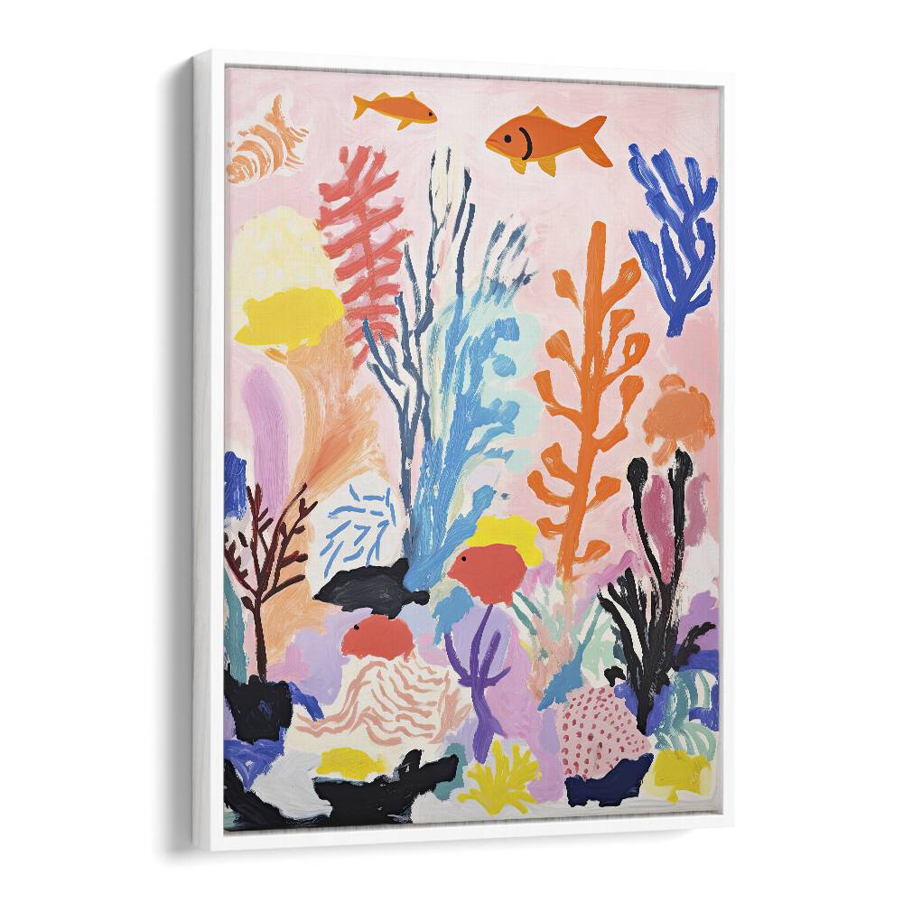 Water World II  Kids Paintings in White Floater Frame