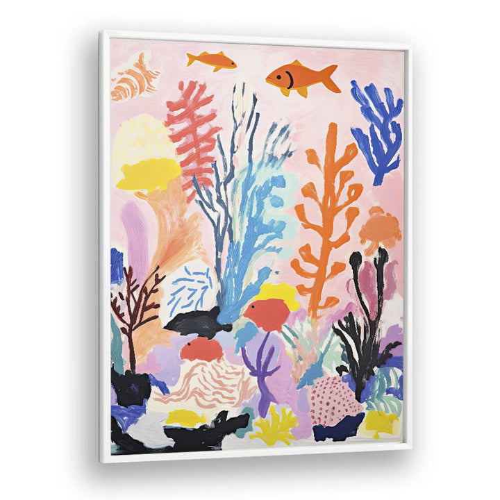 Water World II  Kids Paintings in White Plain Frame