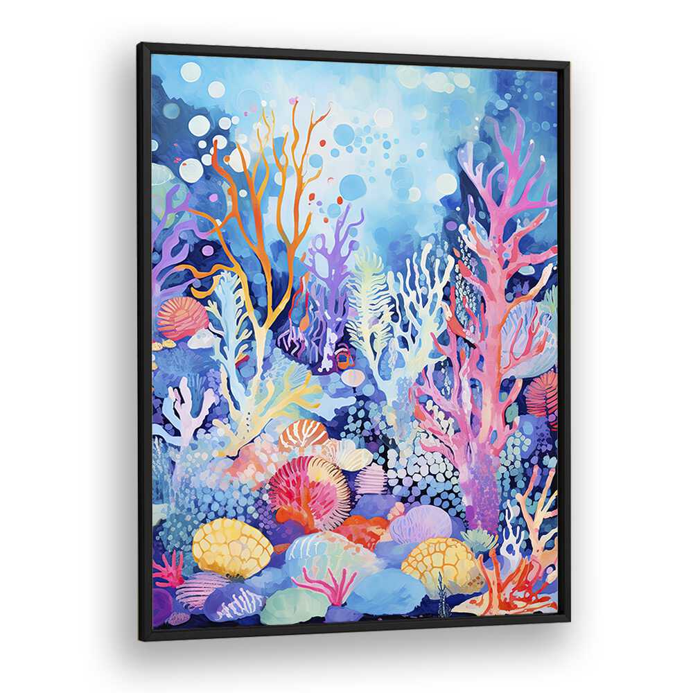 Water World  Kids Paintings in Black Plain Frame