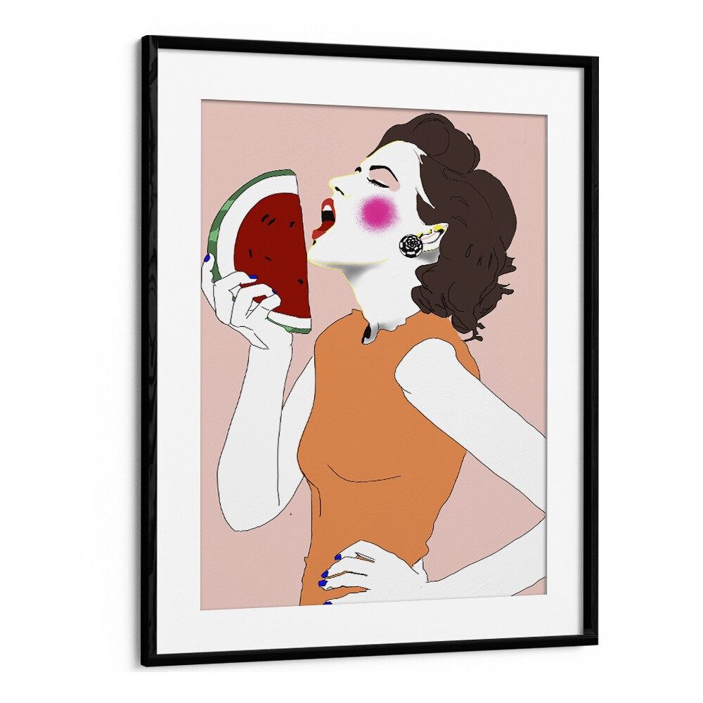 Watermelon By Ana Sneeringer Wall Art Prints in Black Frame With Mount