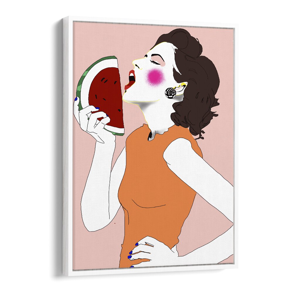 Watermelon By Ana Sneeringer Wall Art Prints in White Floater Frame