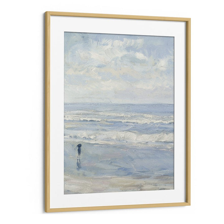 Wave Wander Beach Prints Coastal Wall Art in Oak Wood Frame With Mount