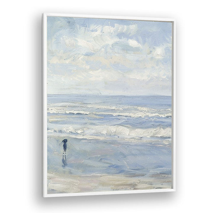 Wave Wander Beach Prints Coastal Wall Art in White Plain Frame