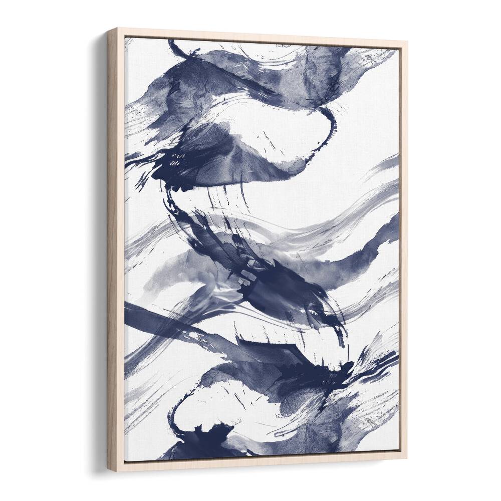 Wave Wander II Beach Prints in Oak Wood Floater Frame