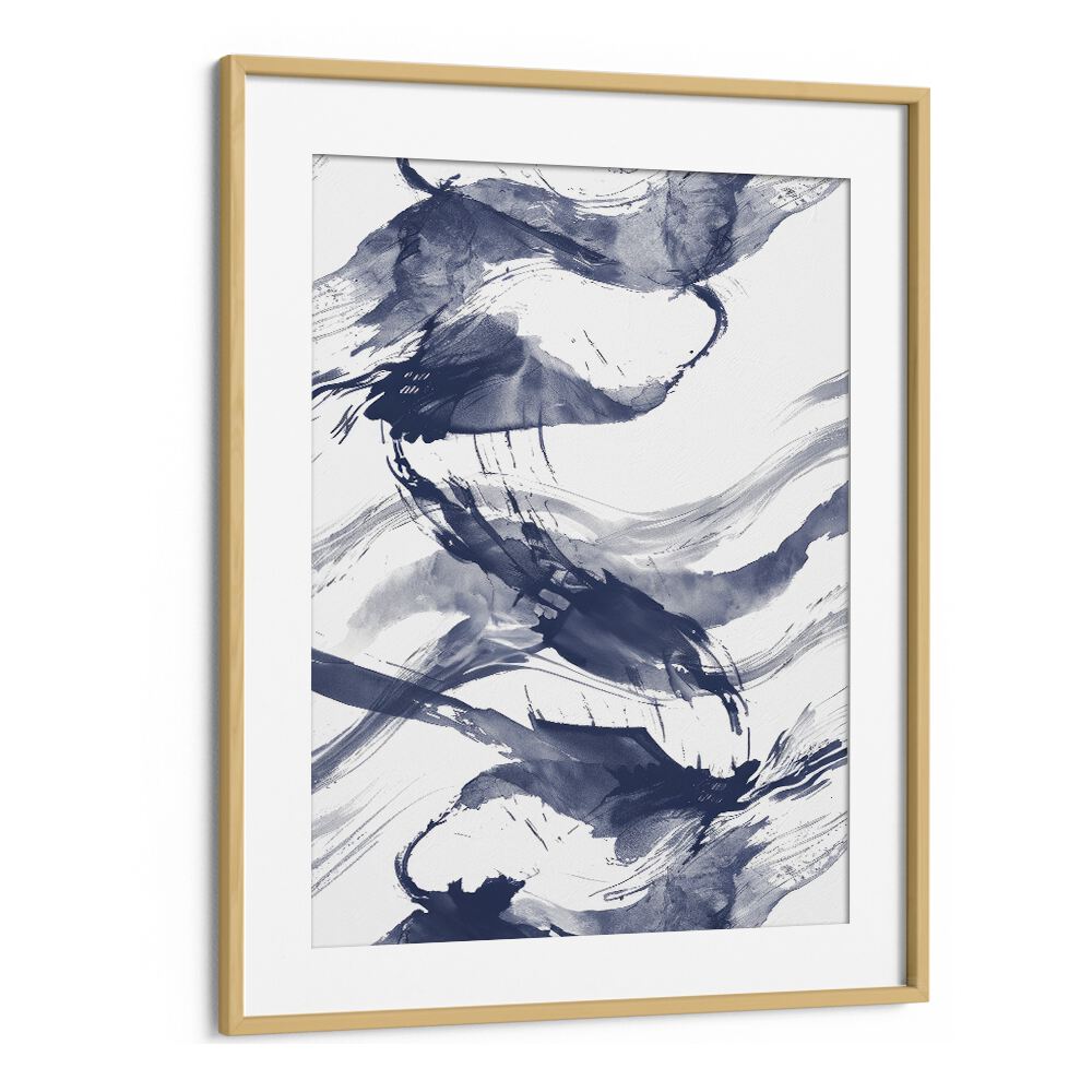 Wave Wander II Beach Prints in Oak Wood Frame With Mount