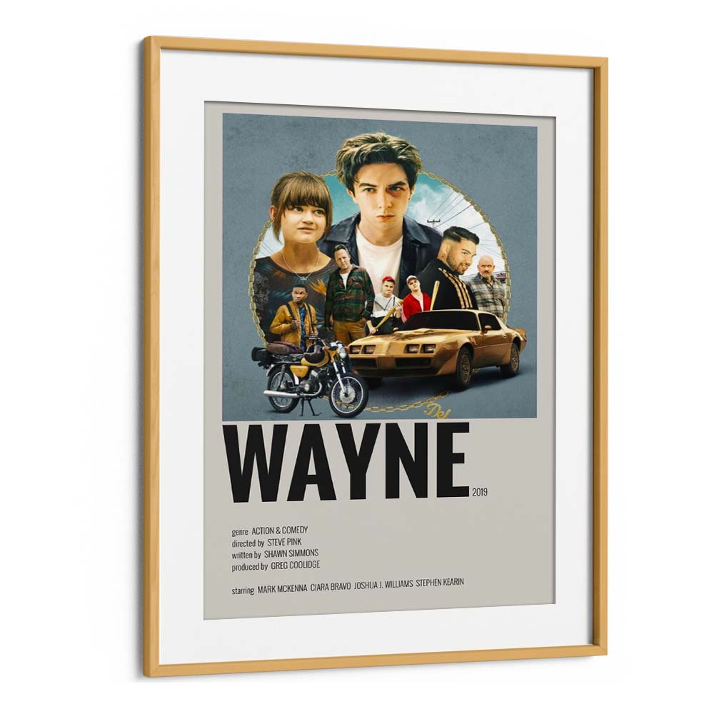 Wayne 2019 Movie Posters in Oak Wood Frame With Mount