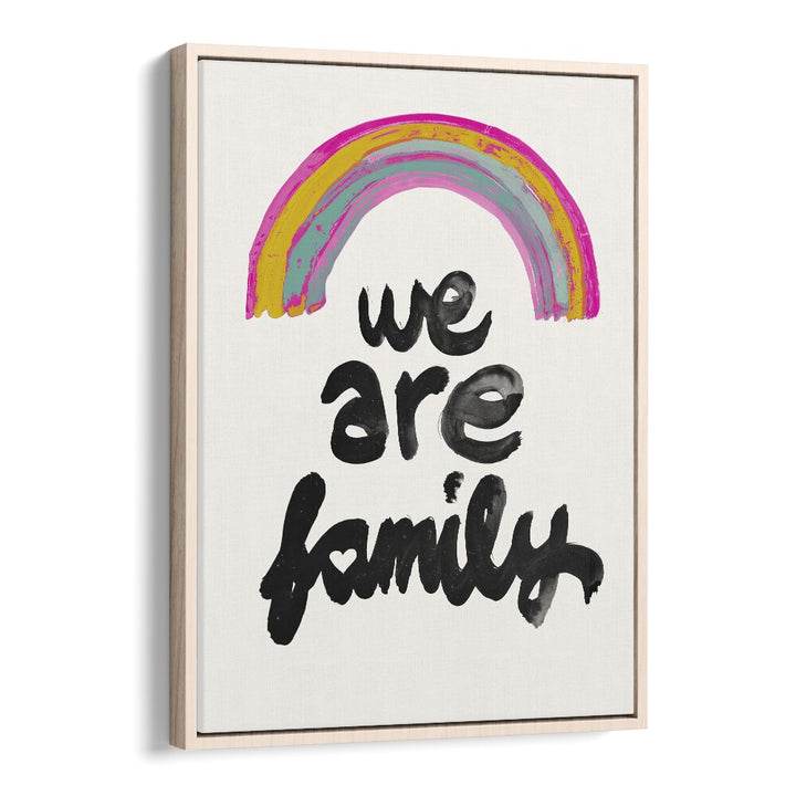 We Are Family  Kids Paintings in Oak Wood Floater Frame