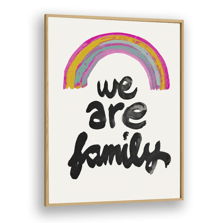 We Are Family  Kids Paintings in Oak Wood Plain Frame