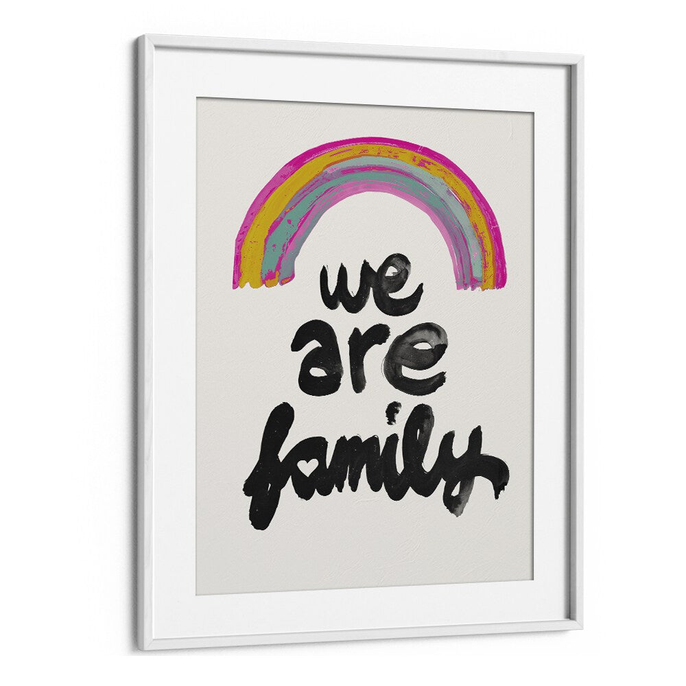 We Are Family  Kids Paintings in White Frame With Mount