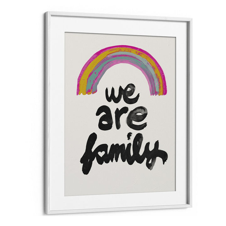 We Are Family  Kids Paintings in White Frame With Mount