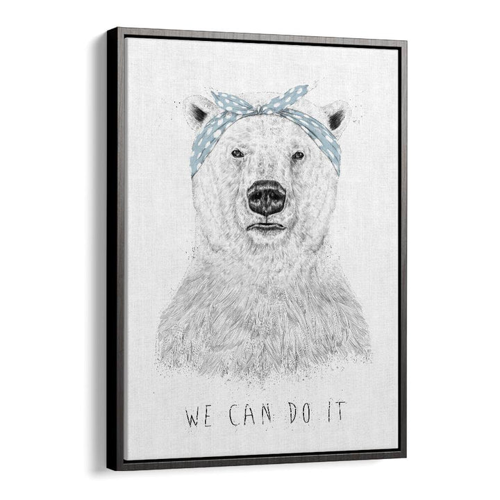 We Can Do It By Balazs Solti Kids Room Art in Black Floater Frame