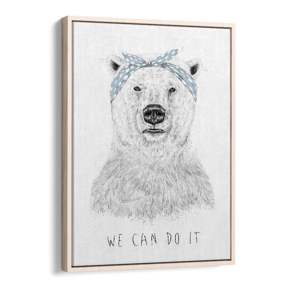 We Can Do It By Balazs Solti Kids Room Art in Oak Wood Floater Frame