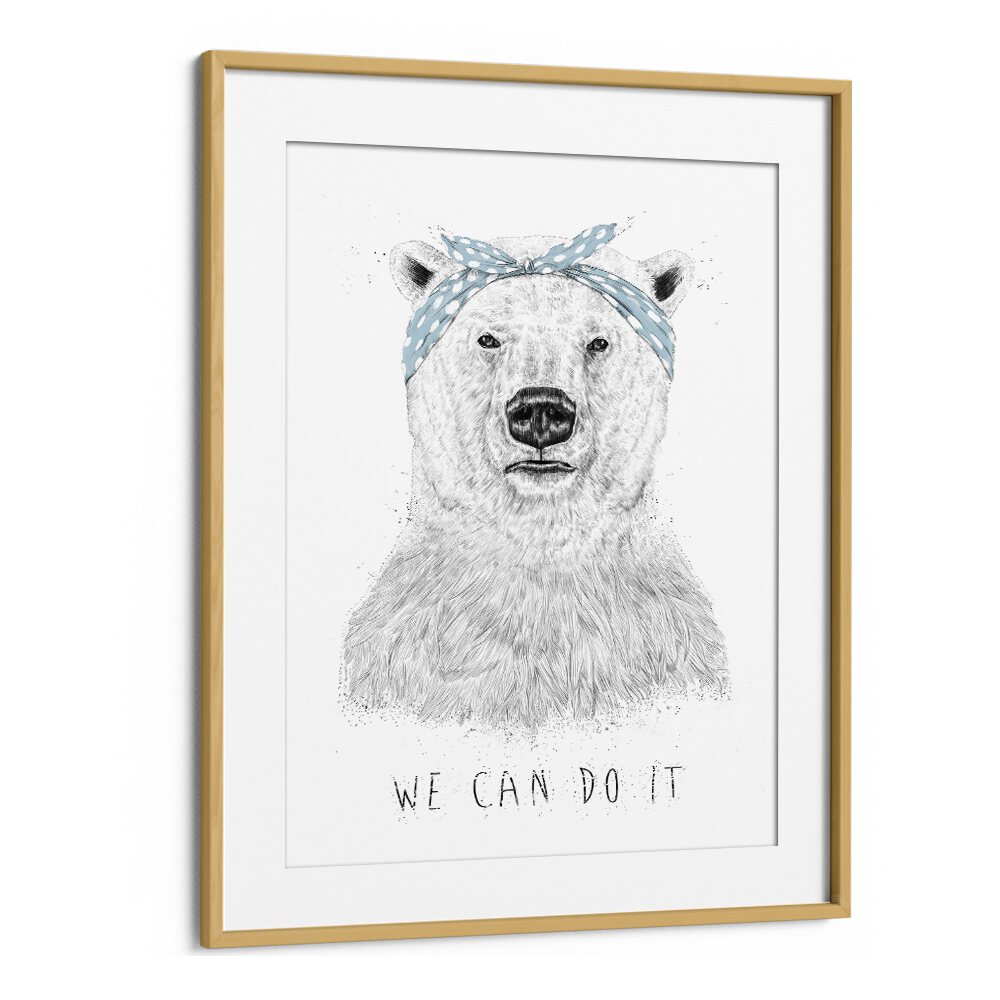 We Can Do It By Balazs Solti Kids Room Art in Oak Wood Frame With Mount