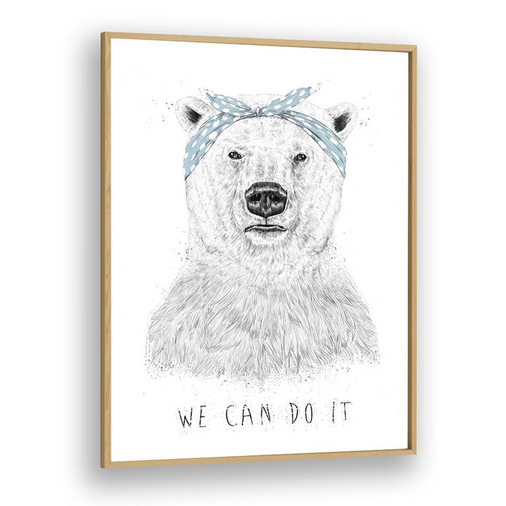 We Can Do It By Balazs Solti Kids Room Art in Oak Wood Plain Frame