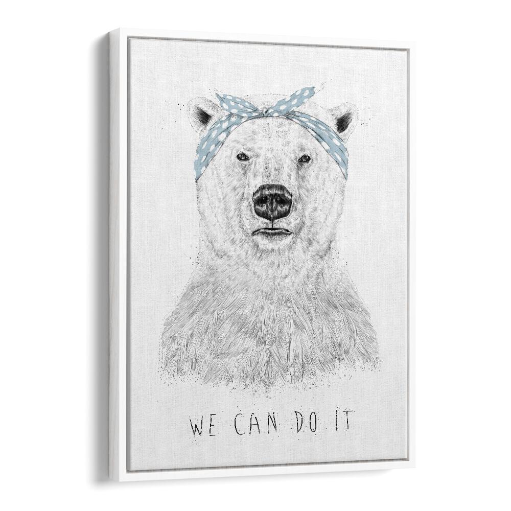 We Can Do It By Balazs Solti Kids Room Art in White Floater Frame