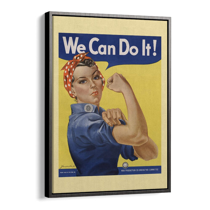 We Can Do It  Women Illustrations paintings in Black Floater Frame