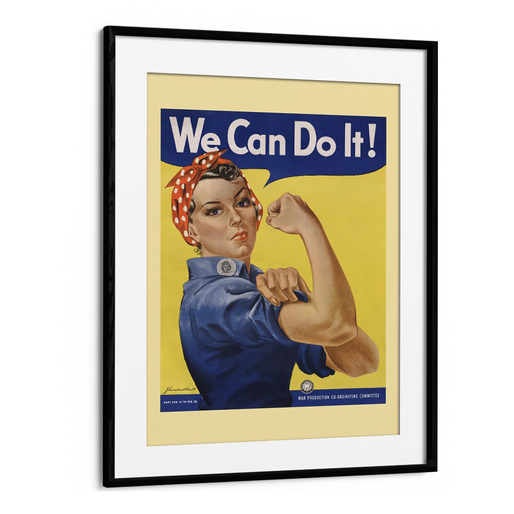 We Can Do It  Women Illustrations paintings in Black Frame With Mount