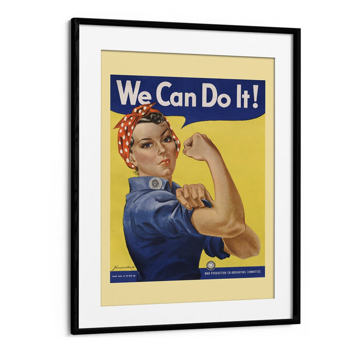 We Can Do It  Women Illustrations paintings in Black Frame With Mount