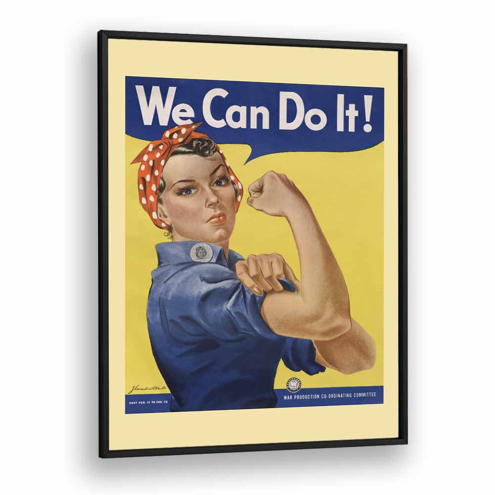 We Can Do It  Women Illustrations paintings in Black Plain Frame