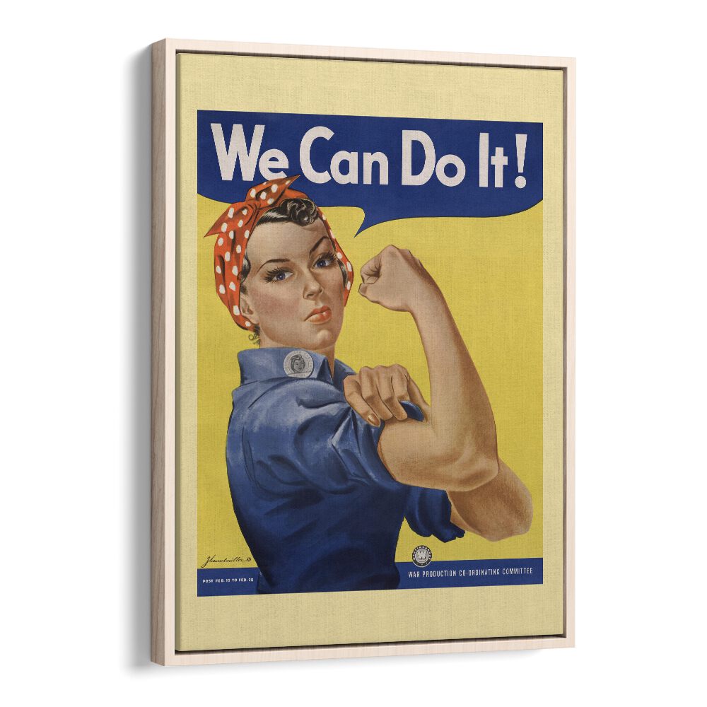 We Can Do It  Women Illustrations paintings in Oak Wood Floater Frame