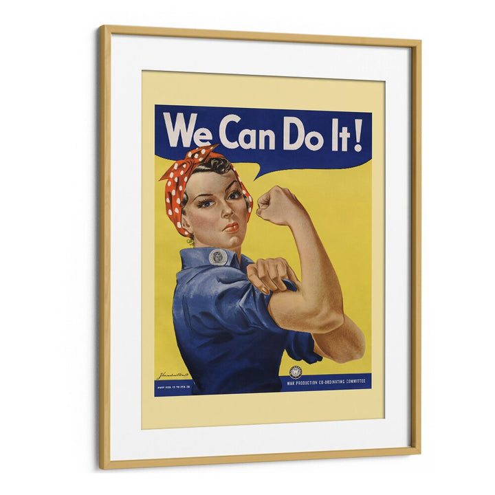 We Can Do It  Women Illustrations paintings in Oak Wood Frame With Mount