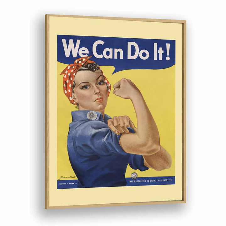 We Can Do It  Women Illustrations paintings in Oak Wood Plain Frame