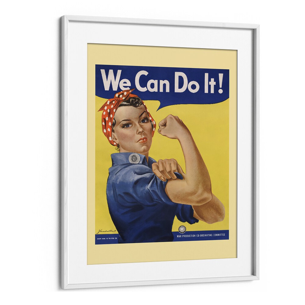 We Can Do It  Women Illustrations paintings in White Frame With Mount