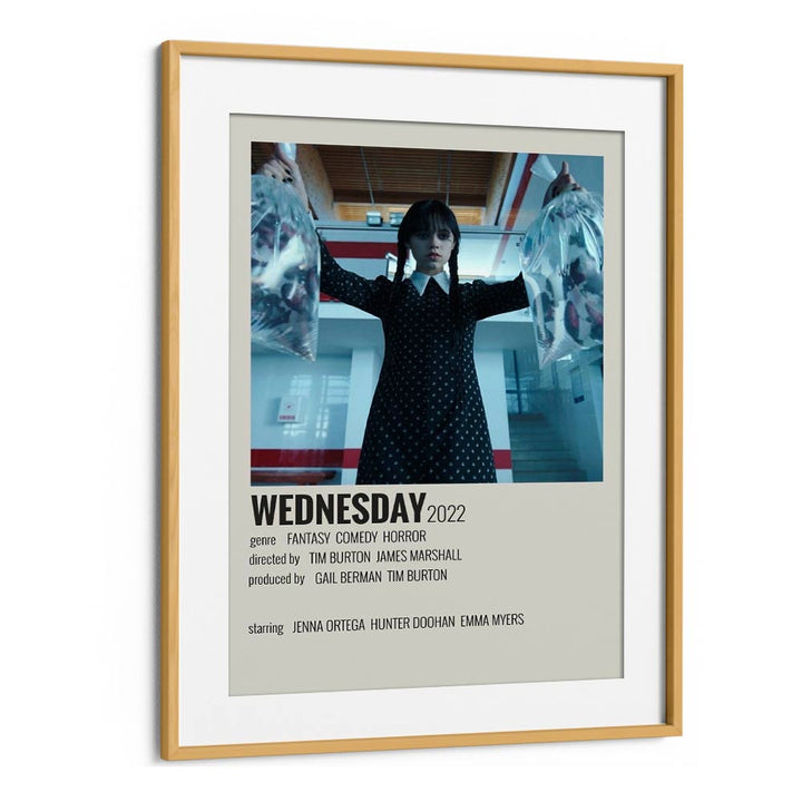 Wednesday 2022 Movie Posters in Oak Wood Frame With Mount