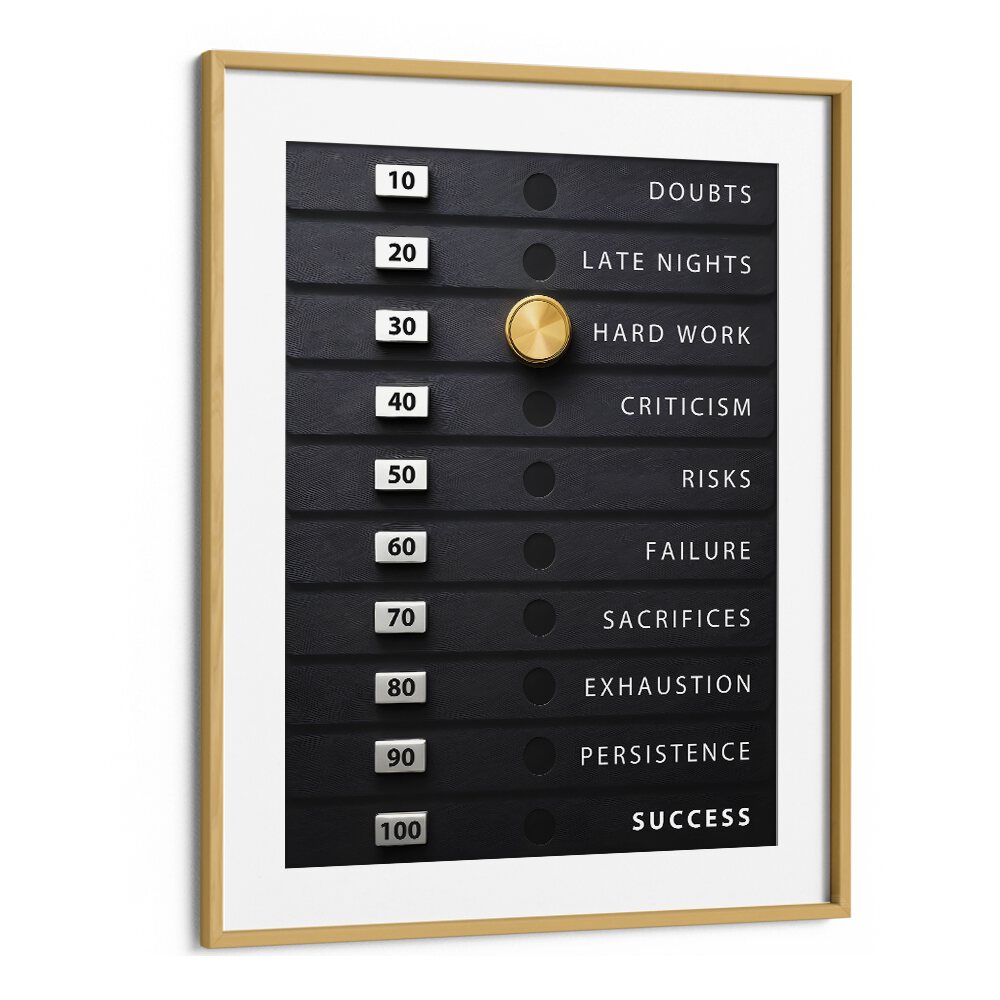 Weight of Success Quotes and Typography Posters in Oak Wood Frame With Mount