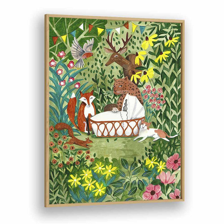 Welcome To The Forest By Caroline Bonne Muller Kids Room Paintings in Oak Wood Plain Frame