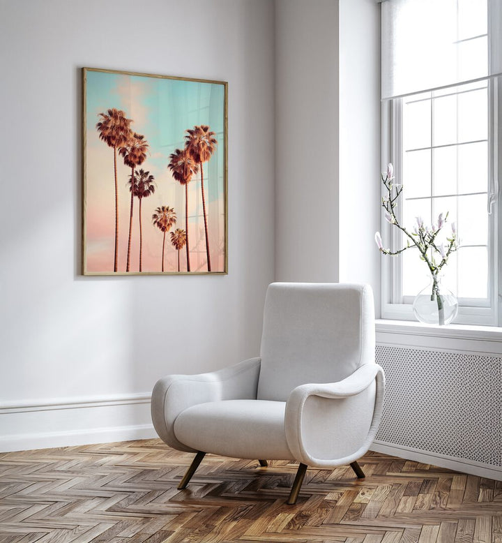 Stylish interior featuring WESTWOOD PALM TREES, BEACH PAINTINGS by Philippe HUGONNARD for a tropical vibe.