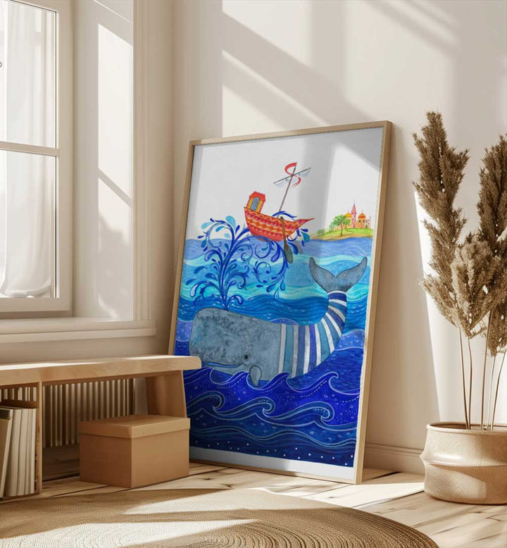 WHIMSICAL WHALE RIDE , KIDS ROOM PAINTINGS