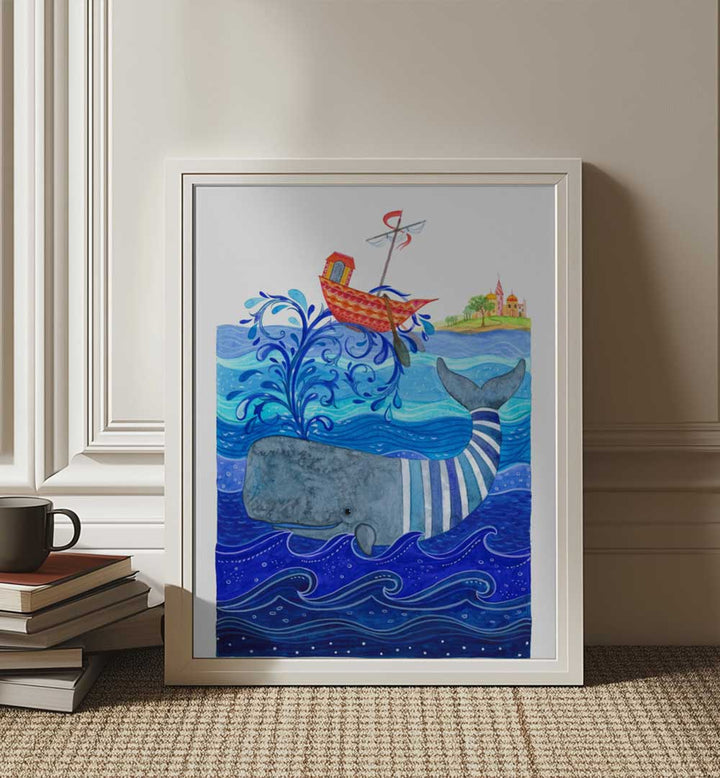 WHIMSICAL WHALE RIDE , KIDS ROOM PAINTINGS