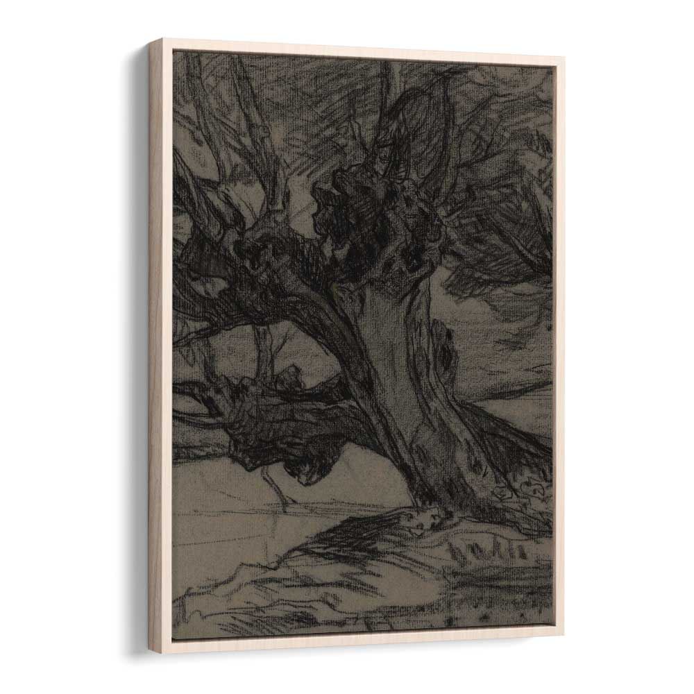 Whispering Willows Gothic Wall Art Prints in Oak Wood Floater Frame