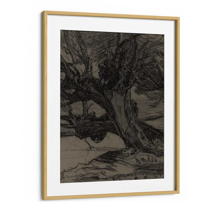 Whispering Willows Gothic Wall Art Prints in Oak Wood Frame With Mount