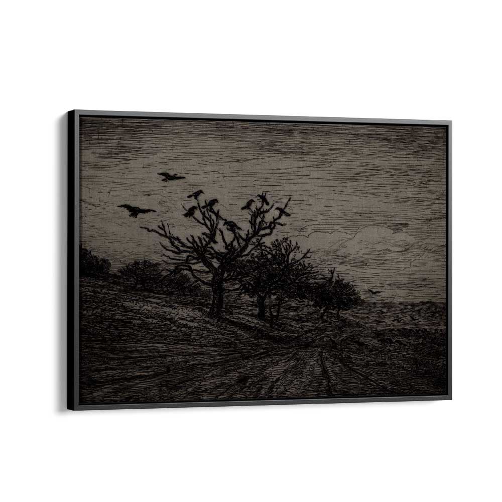 Whispers Among Pines Gothic Wall Art Prints in Black Floater Frame