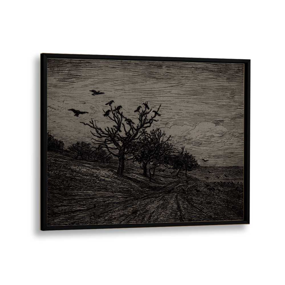 Whispers Among Pines Gothic Wall Art Prints in Black Plain Frame