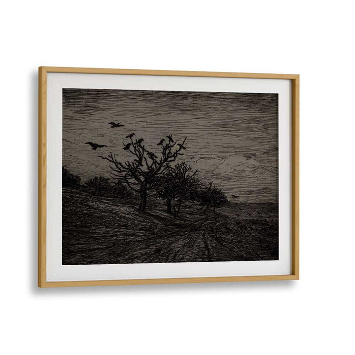 Whispers Among Pines Gothic Wall Art Prints in Oak Wood Frame With Mount