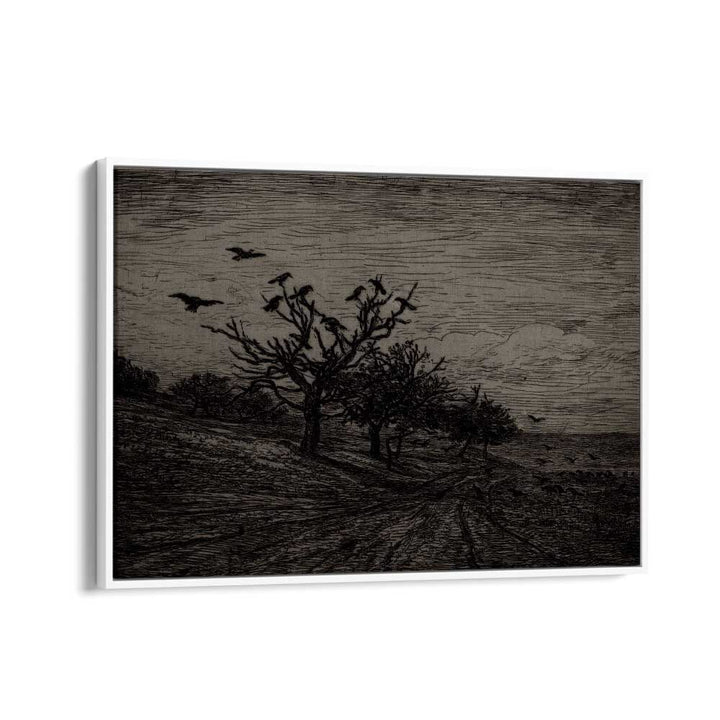 Whispers Among Pines Gothic Wall Art Prints in White Floater Frame